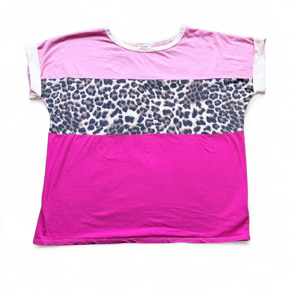 Vibrant Pink and Leopard Print Women's Tee